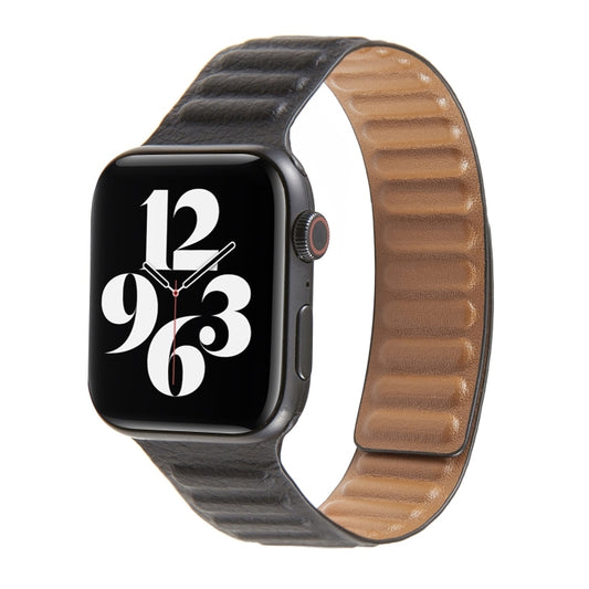 Loop Leather Watch Band For Apple Watch Series 7 41mm / 6 & SE & 5 & 4 40mm / 3 & 2 & 1 38mm(Black) by bashfashion