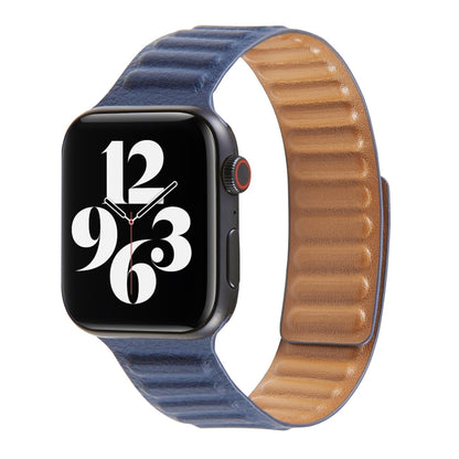 Loop Leather Watch Band For Apple Watch Series 7 41mm / 6 & SE & 5 & 4 40mm / 3 & 2 & 1 38mm(Dark Blue) by bashfashion