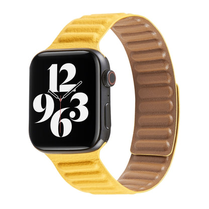 Loop Leather Watch Band For Apple Watch Series 7 41mm / 6 & SE & 5 & 4 40mm / 3 & 2 & 1 38mm(Yellow) by bashfashion