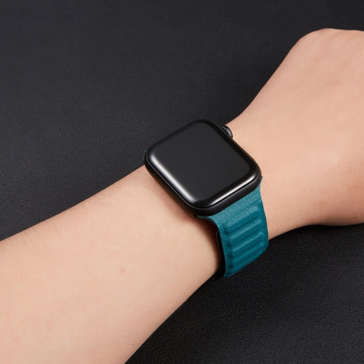 Loop Leather Watch Band For Apple Watch Series 7 41mm / 6 & SE & 5 & 4 40mm / 3 & 2 & 1 38mm(Blue) by bashfashion