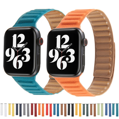 Loop Leather Watch Band For Apple Watch Series 7 41mm / 6 & SE & 5 & 4 40mm / 3 & 2 & 1 38mm(Midnight Blue) by bashfashion