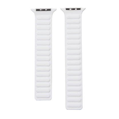 Loop Leather Watch Band For Apple Watch Series 7 45mm / 6 & SE & 5 & 4 44mm / 3 & 2 & 1 42mm(White) by bashfashion