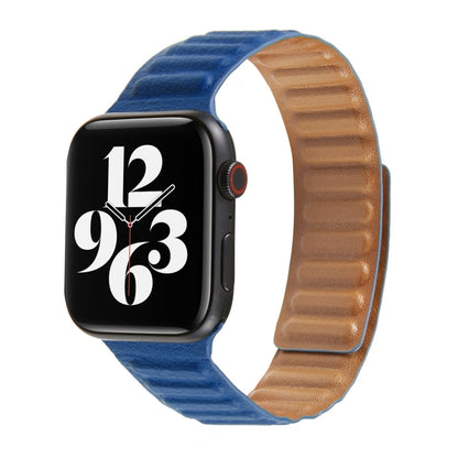Loop Leather Watch Band For Apple Watch Series 7 45mm / 6 & SE & 5 & 4 44mm / 3 & 2 & 1 42mm(Midnight Blue) by bashfashion