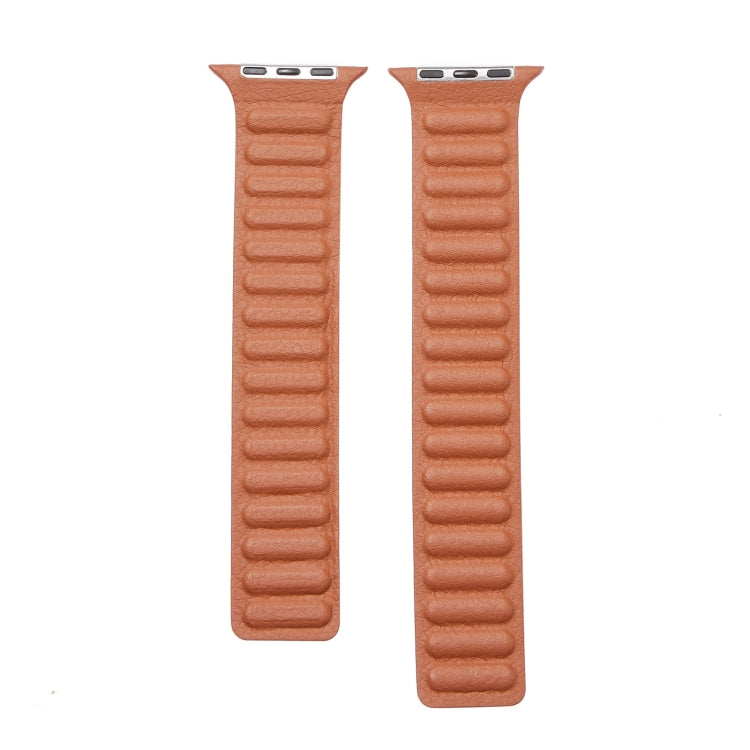 Loop Leather Watch Band For Apple Watch Series 7 45mm / 6 & SE & 5 & 4 44mm / 3 & 2 & 1 42mm(Saddle Brown) by bashfashion