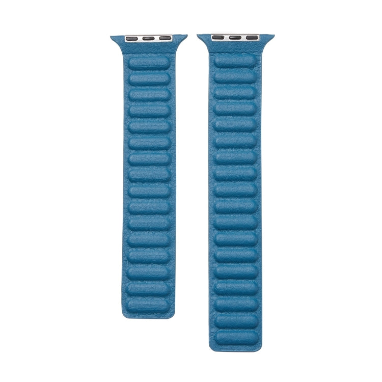 Loop Leather Watch Band For Apple Watch Series 7 45mm / 6 & SE & 5 & 4 44mm / 3 & 2 & 1 42mm(Blue) by bashfashion