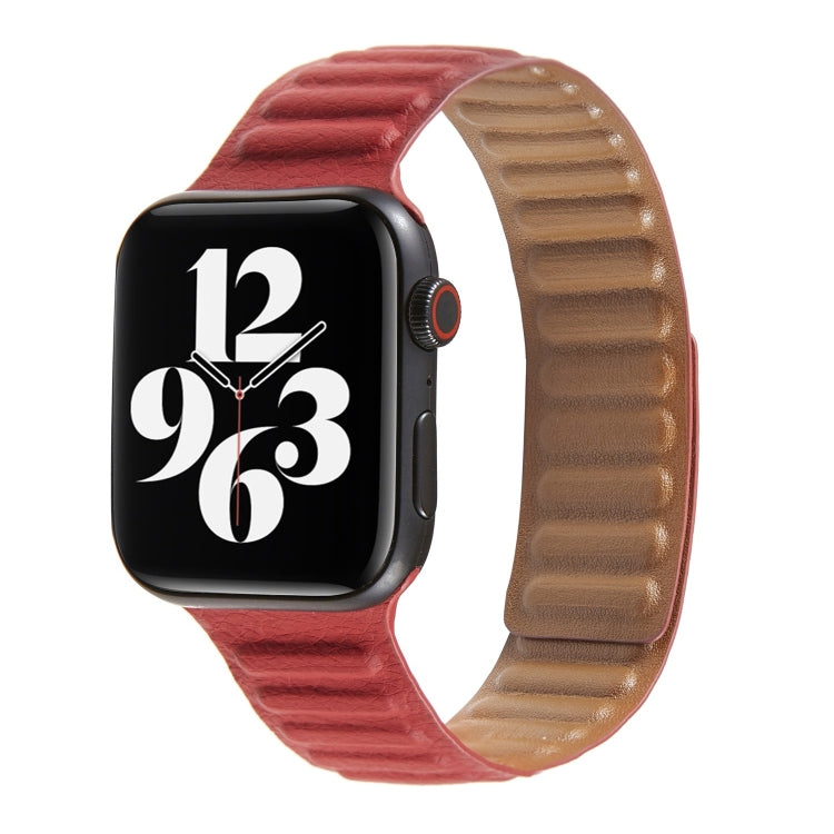 Loop Leather Watch Band For Apple Watch Series 7 45mm / 6 & SE & 5 & 4 44mm / 3 & 2 & 1 42mm(Wine Red) by bashfashion