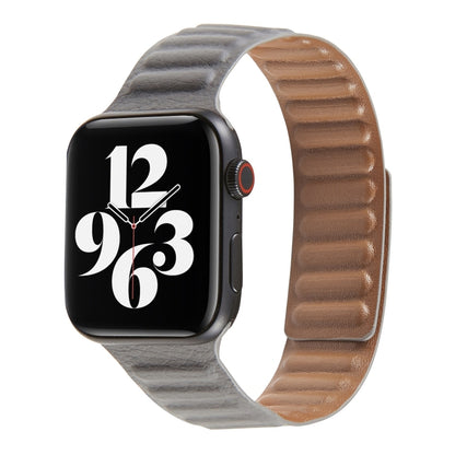 Loop Leather Watch Band For Apple Watch Series 7 45mm / 6 & SE & 5 & 4 44mm / 3 & 2 & 1 42mm(Grey) by bashfashion