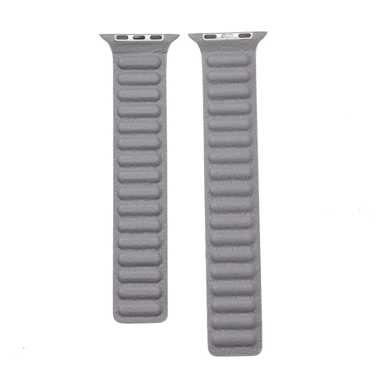 Loop Leather Watch Band For Apple Watch Series 7 45mm / 6 & SE & 5 & 4 44mm / 3 & 2 & 1 42mm(Grey) by bashfashion