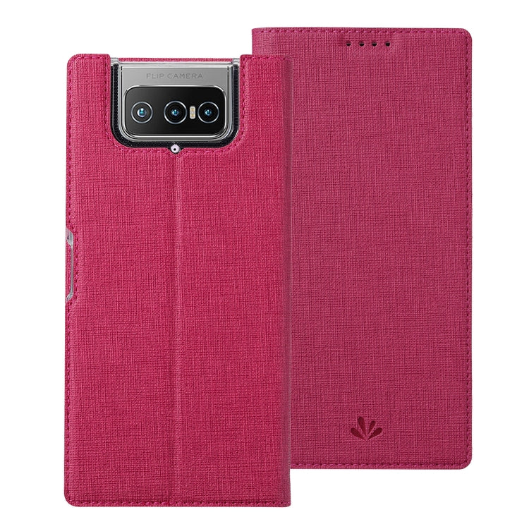 For Asus Zenfone 7 ZS670KS ViLi DMX Series Shockproof TPU + PU Leather Magnetic Attraction Horizontal Flip Case with Card Slot & Holder(Rose Red) by ViLi