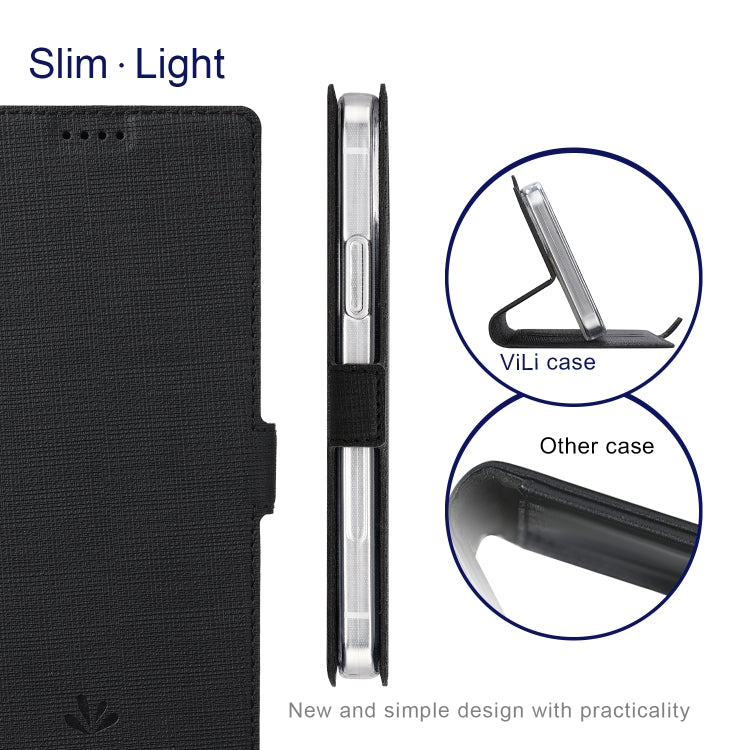 For OnePlus Nord N10 5G ViLi K Series Shockproof TPU + PU Leather Magnetic Buckle Horizontal Flip Case with Card Slots & Wallet & Holder(Black) by ViLi