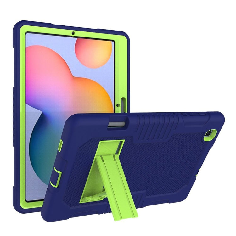 Contrast Color Robot Shockproof Silicone + PC Protective Case with Holder For Samsung Galaxy Tab S6 Lite P610(Navy Blue Yellow Green) by bashfashion