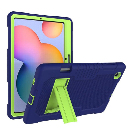 Contrast Color Robot Shockproof Silicone + PC Protective Case with Holder For Samsung Galaxy Tab S6 Lite P610(Navy Blue Yellow Green) by bashfashion