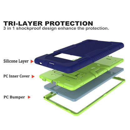 Contrast Color Robot Shockproof Silicone + PC Protective Case with Holder For Samsung Galaxy Tab S6 Lite P610(Navy Blue Yellow Green) by bashfashion