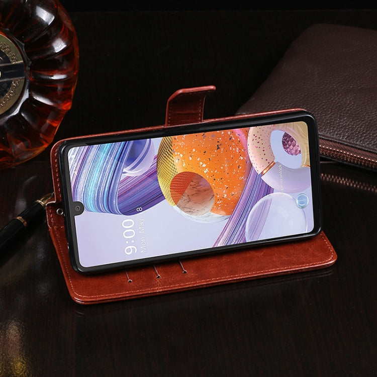 For LG K71 idewei Crazy Horse Texture Horizontal Flip Leather Case with Holder & Card Slots & Wallet(Black) by idewei