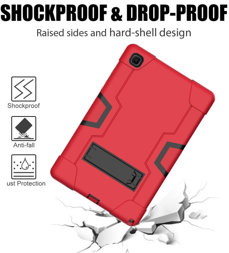 For Samsung Galaxy Tab A7 10.4 (2020) T500 Contrast Color Robot Shockproof Silicon + PC Protective Case with Holder(Red + Black) by bashfashion