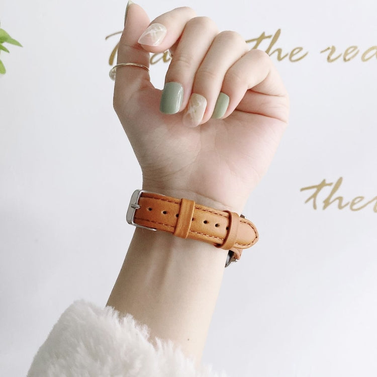 Small Pretty Waist Double-sided Leather Watch Band For Apple Watch Ultra 49mm&Watch Ultra 2 49mm / Series 9&8&7 45mm / SE 3&SE 2&6&SE&5&4 44mm / 3&2&1 42mm(Brown) by bashfashion