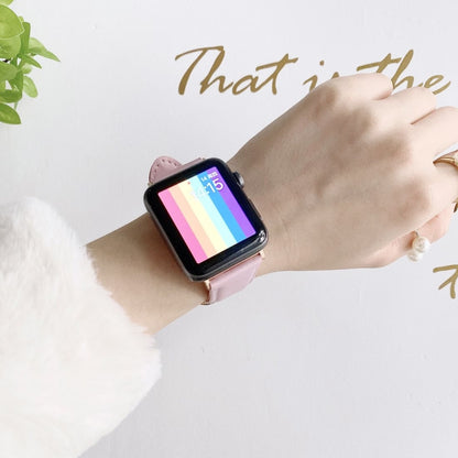 D Character Buckle Smooth Texture Watch Band For Apple Watch Series 9&8&7 41mm / SE 3&SE 2&6&SE&5&4 40mm / 3&2&1 38mm(Brown) by bashfashion