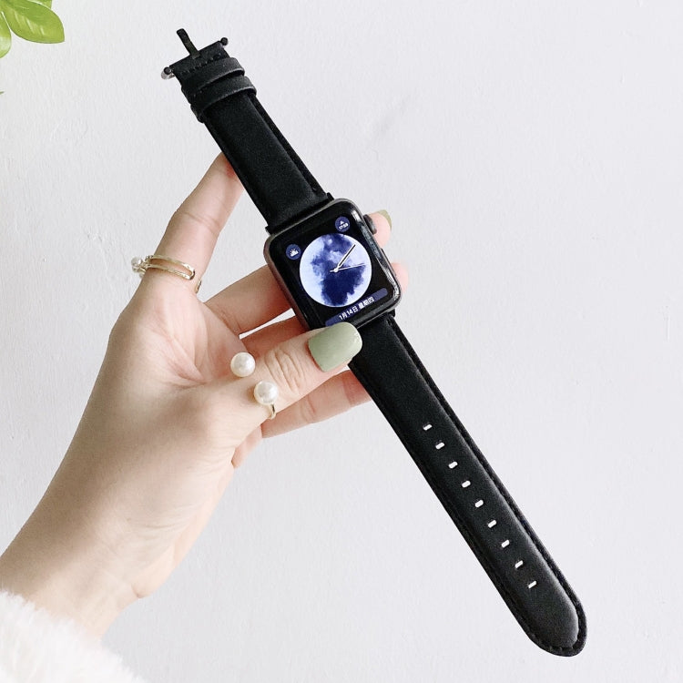 D Character Buckle Smooth Texture Watch Band For Apple Watch Ultra 49mm&Watch Ultra 2 49mm / Series 9&8&7 45mm / SE 3&SE 2&6&SE&5&4 44mm / 3&2&1 42mm(Black) by bashfashion