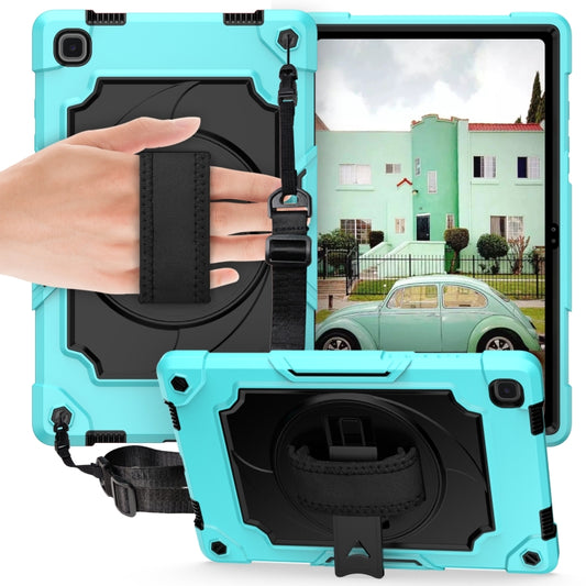For Samsung Galaxy Tab A7 10.4 (2020)/T500 360 Degree Rotation Turntable Contrast Color Robot Shockproof Silicone + PC Protective Case with Holder(Mint Green + Black) by bashfashion
