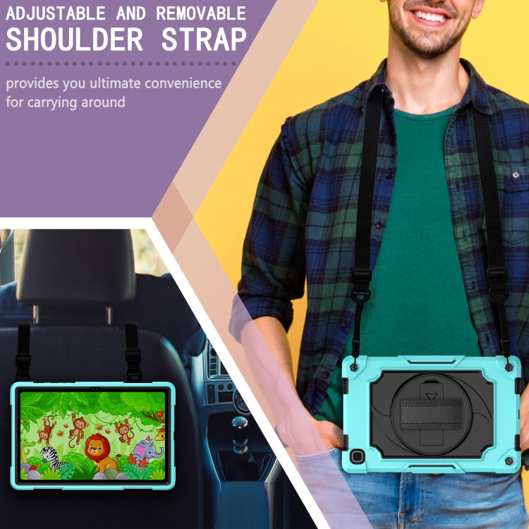 For Samsung Galaxy Tab A7 10.4 (2020)/T500 360 Degree Rotation Turntable Contrast Color Robot Shockproof Silicone + PC Protective Case with Holder(Mint Green + Black) by bashfashion