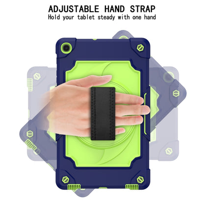 For Samsung Galaxy Tab A 10.1 (2019)/T515 360 Degree Rotation Turntable Contrast Color Robot Shockproof Silicone + PC Protective Case with Holder(Navy Blue + Yellow Green) by bashfashion