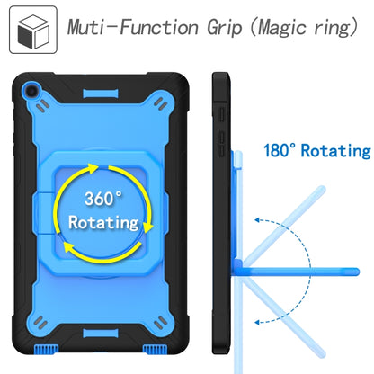 For Samsung Galaxy Tab A10.1 (2019) T510 Contrast Color Shockproof Robot Silicone + PC Case with Wristband Holder(Black + Blue) by bashfashion