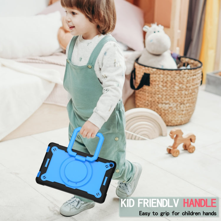 For Samsung Galaxy Tab A10.1 (2019) T510 Contrast Color Shockproof Robot Silicone + PC Case with Wristband Holder(Black + Blue) by bashfashion