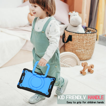 For Samsung Galaxy Tab A10.1 (2019) T510 Contrast Color Shockproof Robot Silicone + PC Case with Wristband Holder(Black + Blue) by bashfashion