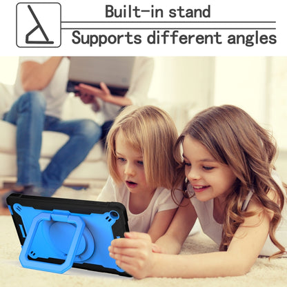 For Samsung Galaxy Tab A10.1 (2019) T510 Contrast Color Shockproof Robot Silicone + PC Case with Wristband Holder(Black + Blue) by bashfashion