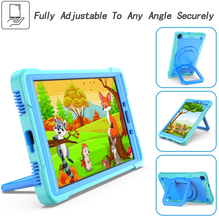 For Samsung Galaxy Tab A 8.0 (2019) T290 Contrast Color Shockproof Robot Silicone + PC Case with Wristband Holder(Mint Green + Blue) by bashfashion
