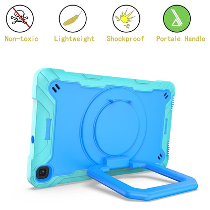 For Samsung Galaxy Tab A 8.0 (2019) T290 Contrast Color Shockproof Robot Silicone + PC Case with Wristband Holder(Mint Green + Blue) by bashfashion