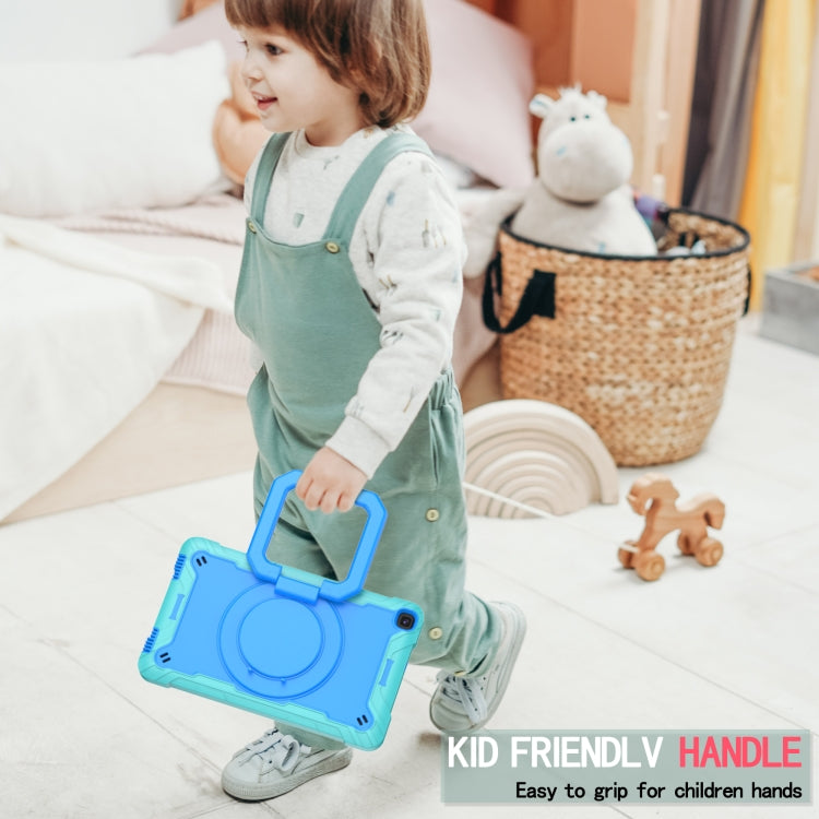 For Samsung Galaxy Tab A 8.0 (2019) T290 Contrast Color Shockproof Robot Silicone + PC Case with Wristband Holder(Mint Green + Blue) by bashfashion