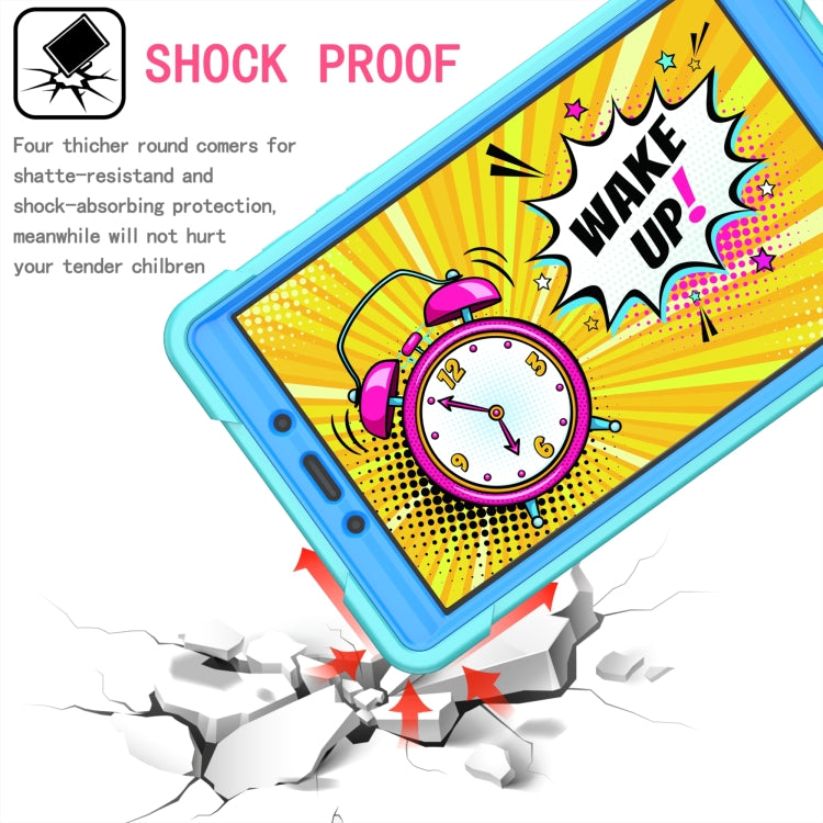 For Samsung Galaxy Tab A 8.0 (2019) T290 Contrast Color Shockproof Robot Silicone + PC Case with Wristband Holder(Mint Green + Blue) by bashfashion