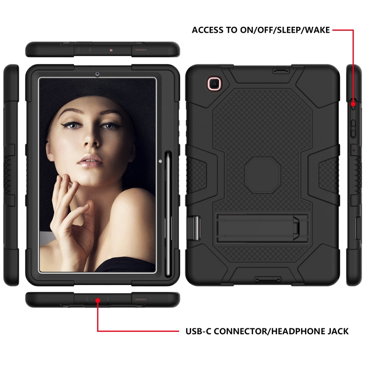 For Samsung Galaxy Tab S6 Lite P610 Contrast Color Robot Shockproof Silicone + PC Protective Case with Holder (Black) by bashfashion