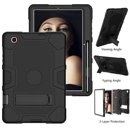 For Samsung Galaxy Tab S6 Lite P610 Contrast Color Robot Shockproof Silicone + PC Protective Case with Holder (Black) by bashfashion