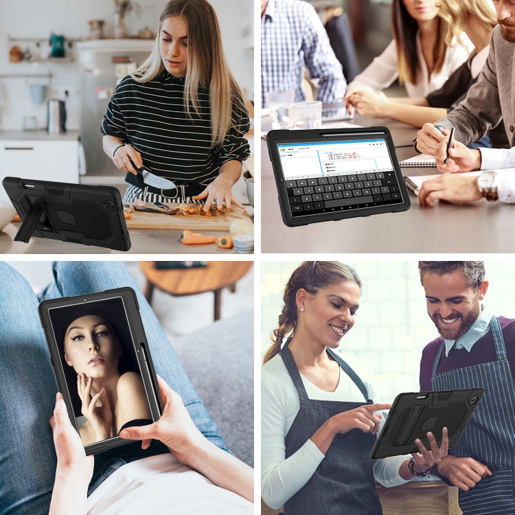 For Samsung Galaxy Tab S6 Lite P610 Contrast Color Robot Shockproof Silicone + PC Protective Case with Holder (Black) by bashfashion