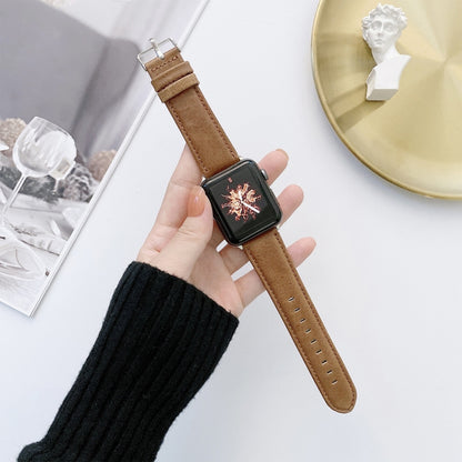 Crazy Horse Texture + Flat Texture Leather Watch Band For Apple Watch Ultra 49mm&Watch Ultra 2 49mm / Series 9&8&7 45mm / SE 3&SE 2&6&SE&5&4 44mm / 3&2&1 42mm(Dark Brown) by bashfashion