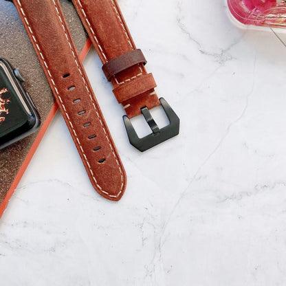 Big Head Buckle Leather Watch Band For Apple Watch Ultra 49mm&Watch Ultra 2 49mm / Series 9&8&7 45mm / SE 3&SE 2&6&SE&5&4 44mm / 3&2&1 42mm(Beige) by bashfashion