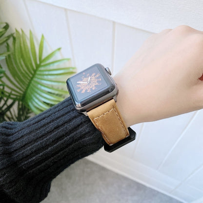 Big Head Buckle Leather Watch Band For Apple Watch Ultra 49mm&Watch Ultra 2 49mm / Series 9&8&7 45mm / SE 3&SE 2&6&SE&5&4 44mm / 3&2&1 42mm(Beige) by bashfashion