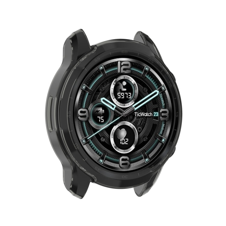 For TicWatch Pro 3 / Pro 3 Lite Half Coverage Hollowed TPU Protective Case(Transparent Black) by bashfashion