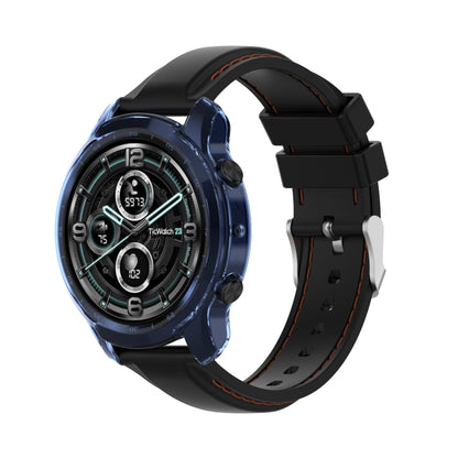 For TicWatch Pro 3 / Pro 3 Lite Half Coverage Hollowed TPU Protective Case(Transparent Blue) by bashfashion