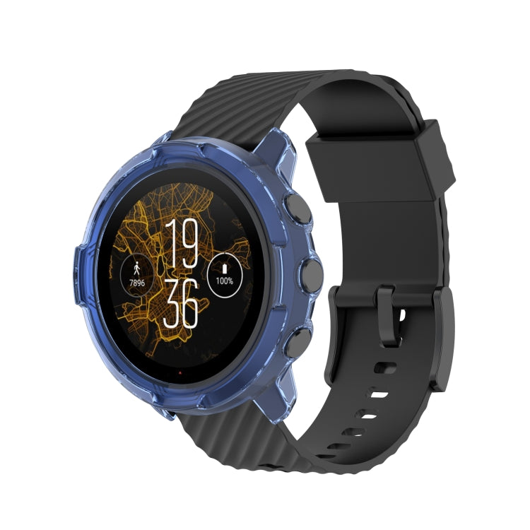 For Suunto 7 Half Coverage Hollowed TPU Protective Case(Transparent Blue) by bashfashion
