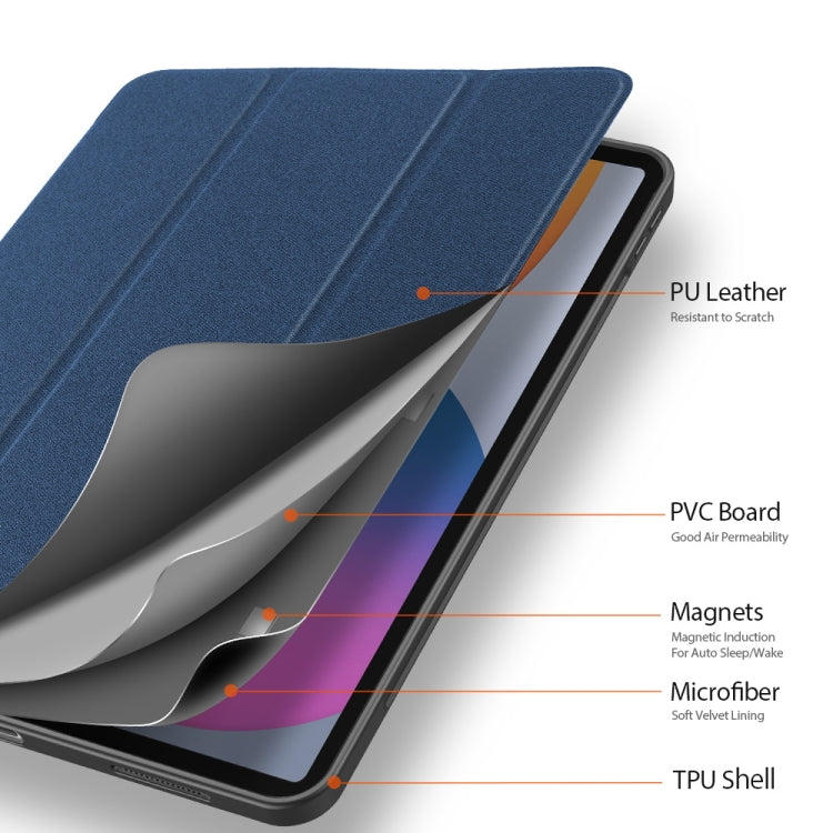 For iPad Pro 12.9 2022 / 2021 / 2020 DUX DUCIS Domo Series Horizontal Flip Magnetic TPU + PU Leather Tablet Case with Three-folding Holder & Pen Slot & Sleep / Wake-up Function(Blue) by DUX DUCIS