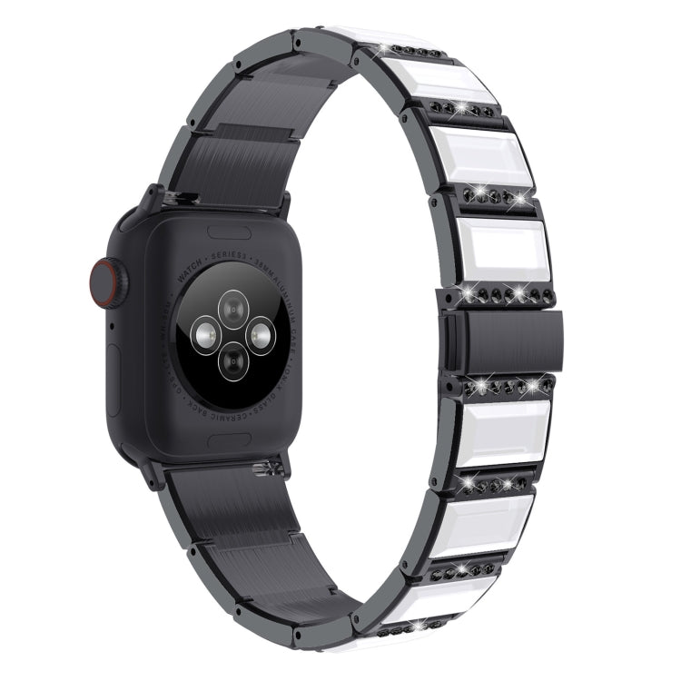 XingYao Series Two-tone Steel Watch Band For Apple Watch Series 9&8&7 41mm / SE 3&SE 2&6&SE&5&4 40mm / 3&2&1 38mm(Black+White) by bashfashion
