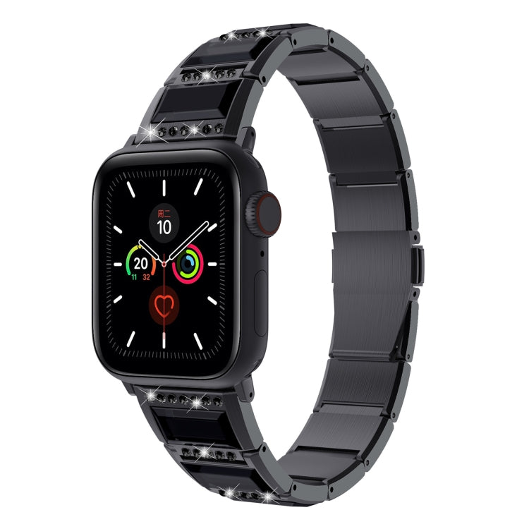 XingYao Series Two-tone Steel Watch Band For Apple Watch Series 9&8&7 41mm / SE 3&SE 2&6&SE&5&4 40mm / 3&2&1 38mm(Black+Black) by bashfashion