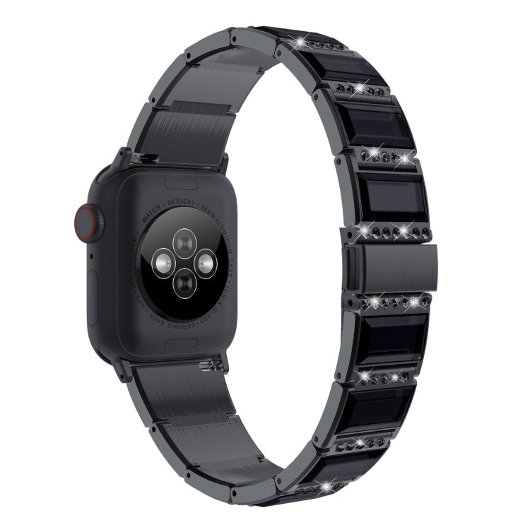 XingYao Series Two-tone Steel Watch Band For Apple Watch Series 9&8&7 41mm / SE 3&SE 2&6&SE&5&4 40mm / 3&2&1 38mm(Black+Black) by bashfashion