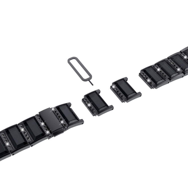 XingYao Series Two-tone Steel Watch Band For Apple Watch Series 9&8&7 41mm / SE 3&SE 2&6&SE&5&4 40mm / 3&2&1 38mm(Black+Black) by bashfashion