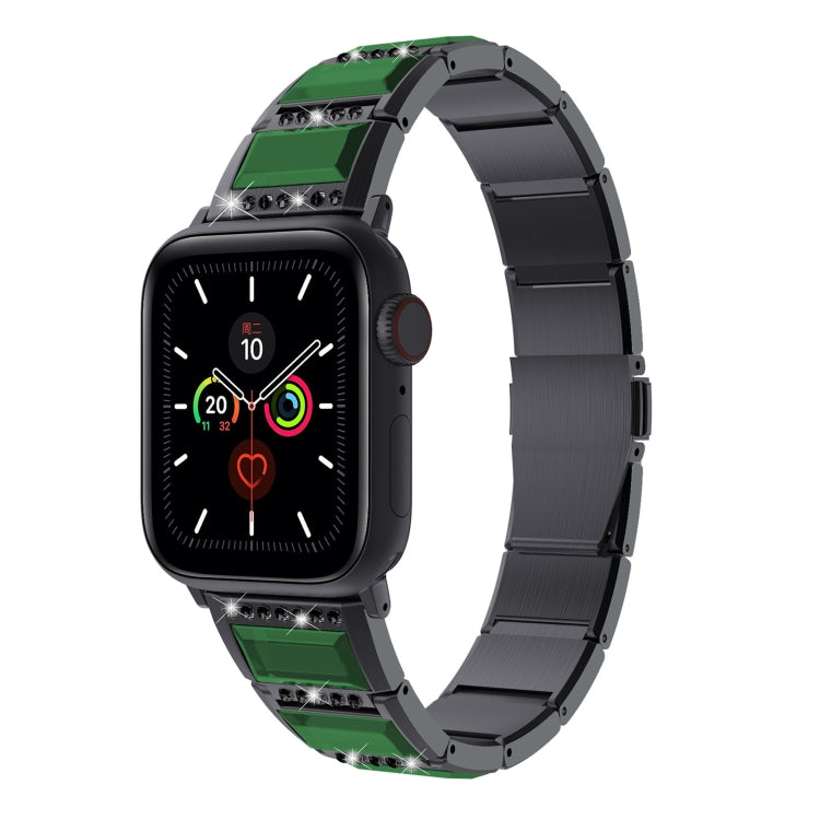 XingYao Series Two-tone Steel Watch Band For Apple Watch Series 9&8&7 41mm / SE 3&SE 2&6&SE&5&4 40mm / 3&2&1 38mm(Black+Green) by bashfashion