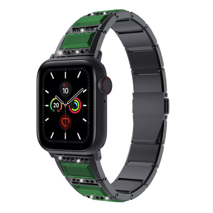 XingYao Series Two-tone Steel Watch Band For Apple Watch Series 9&8&7 41mm / SE 3&SE 2&6&SE&5&4 40mm / 3&2&1 38mm(Black+Green) by bashfashion