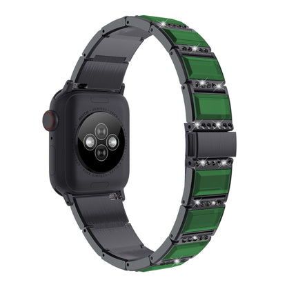XingYao Series Two-tone Steel Watch Band For Apple Watch Series 9&8&7 41mm / SE 3&SE 2&6&SE&5&4 40mm / 3&2&1 38mm(Black+Green) by bashfashion